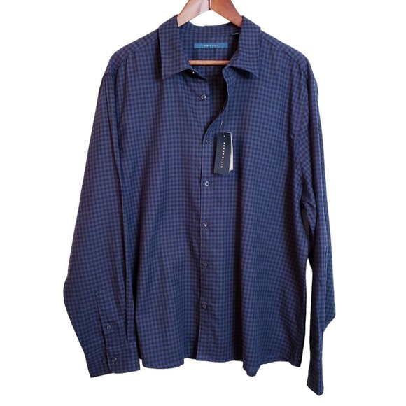 Perry Ellis Other - Perry Ellis Oeko Tex Mens Button Up Shirt Sz XXL Blue Flannel Check New